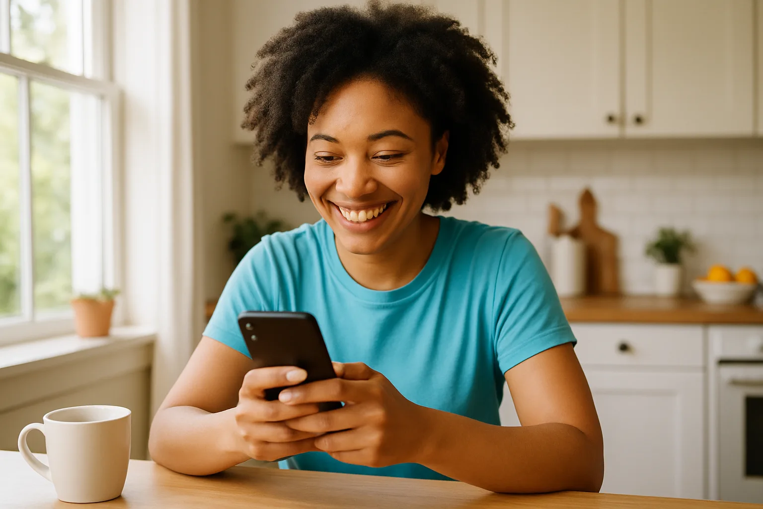 Person smiling while messaging on a smartphone — start dating in Manchester